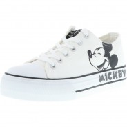 Preisvergleich für Schuhe: Leomil MICKEY MOUSE Damen Mädchen Kinder Casual Sneaker Low-Cut Canvas weiß, Weiß, 42