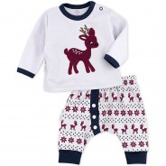 Preisvergleich für Hosen: 2tlg Set Shirt + Hose Little Reindeer Stoffhosen  blau/braun Gr. 56 Jungen Kinder