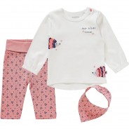 Preisvergleich für Hosen: Baby Set Hosen+Langarmshirt +Halstuch , Organic Cotton weiß-kombi Gr. 56 Mädchen Kinder