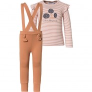 Preisvergleich für Hosen: Baby Set Langarmshirt + Latzhose  pink/gelb Gr. 68 Mädchen Baby