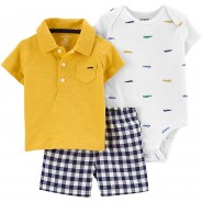 Preisvergleich für Hosen: Baby Set Poloshirt + Shorts + Body  mehrfarbig Gr. 50/56 Jungen Baby