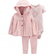 Preisvergleich für Hosen: Baby Set Sweatjacke + Leggings + Body  rosa Gr. 50 Mädchen Baby