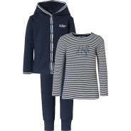 Preisvergleich für Hosen: Baby Set Sweatjacke + T-Shirt + Sweathose  blau/weiß Gr. 68 Jungen Baby