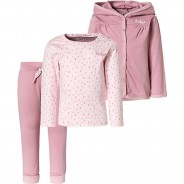 Preisvergleich für Hosen: Baby Set Sweatjacke+Jogginghose+Langarmshirt , Organic Cotton altrosa Gr. 80 Mädchen Kinder