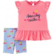 Preisvergleich für Hosen: Baby Set T-Shirt + Leggings  pink/blau Gr. 86 Mädchen Kleinkinder