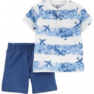 Preisvergleich für Hosen: Baby Set T-Shirt + Shorts  blau Gr. 50/56 Jungen Baby