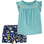 Preisvergleich für Hosen: Baby Set T-Shirt + Shorts  blau Gr. 68 Mädchen Baby