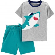 Preisvergleich für Hosen: Baby Set T-Shirt + Shorts  blau/grau Gr. 50/56 Jungen Baby