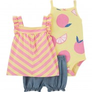 Preisvergleich für Hosen: Baby Set T-Shirt + Shorts  gelb-kombi Gr. 62 Mädchen Baby