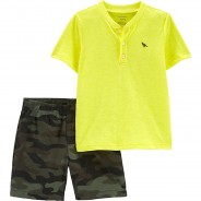 Preisvergleich für Hosen: Baby Set T-Shirt + Shorts  gelb/grün Gr. 50/56 Jungen Baby