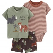 Preisvergleich für Hosen: Baby Set T-Shirt + Shorts  khaki Gr. 50/56 Jungen Baby