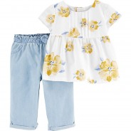 Preisvergleich für Hosen: Baby Set Top+Stoffhosen  mehrfarbig Gr. 80 Mädchen Kinder