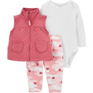 Preisvergleich für Hosen: Baby Set Weste + Leggings + Body  rosa/weiß Gr. 62 Mädchen Baby