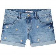 Preisvergleich für Hosen: Jeansshorts NKFBECKY , Bundweite REGULAR blue denim Gr. 152 Mädchen Kinder