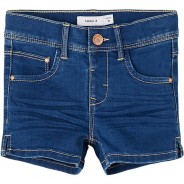 Preisvergleich für Hosen: Jeansshorts NMFSALLI , Bundweite SLIM blue denim Gr. 104 Mädchen Kleinkinder