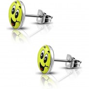 Preisvergleich für Accessoires für Kinder: Kinder-Ohrstecker fröhlicher Smiley Gelb aus Edelstahl Unisex Ohrstecker  gelb Mädchen Kinder