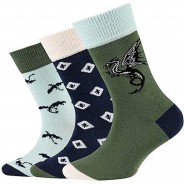 Preisvergleich für Strumpfwaren: Kinder Socken, 3er Pack - Junior, Unisex, Animal, Bio-Baumwolle Socken Kinder grün Gr. 31-34  Kinder