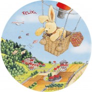 Preisvergleich für Heimtextilien: Kinderteppich Felix der Hase, Ballonfahrt, rund, 100 cm mehrfarbig