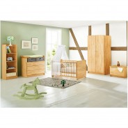 Preisvergleich für Kinder- & Jugendzimmer: Komplett Kinderzimmer NATURA, 3-tlg. (Kinderbett, Wickelkommode breit und 2-türiger Kleiderschrank), FSC®-zertifizierte Buche vollmassiv, geölt holzfarben Gr. 70 x 140