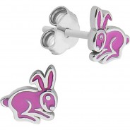 Preisvergleich für Accessoires für Kinder: Ohrstecker 925/- Sterling Silber Hase Lack rosa rhodiniert Ohrstecker Kinder  Kinder