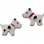 Preisvergleich für Accessoires für Kinder: Ohrstecker 925/- Sterling Silber Hund rhodiniert Ohrstecker für Kinder weiß Mädchen Kinder