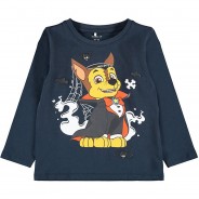 Preisvergleich für Oberteile: PAW Patrol Langarmshirt NMMPAWPATROL , Organic Cotton dunkelblau Gr. 122/128 Jungen Kinder