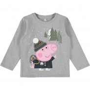 Preisvergleich für Oberteile: Peppa Pig Langarmshirt NMMPEPPAPIG , Organic Cotton grau Gr. 104 Jungen Kleinkinder