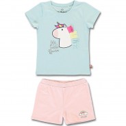 Preisvergleich für Hosen: Set Shorts + T-Shirt , Organic Cotton aqua Gr. 104 Mädchen Kleinkinder