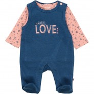 Preisvergleich für Oberteile: Set Strampler+Langarmshirt  dunkelblau Gr. 56 Mädchen Baby