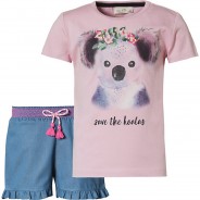 Preisvergleich für Oberteile: Set T-Shirt + Bermuda  von ZAB kids rosa-kombi Gr. 104/110 Mädchen Kinder