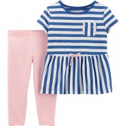 Preisvergleich für Hosen: Set T-Shirt + Leggings  blau-kombi Gr. 104 Mädchen Kleinkinder