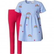 Preisvergleich für Hosen: Set T-Shirt + Leggings  von ZAB kids blue denim Gr. 104/110 Mädchen Kinder