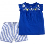 Preisvergleich für Hosen: Set T-Shirt + Shorts  blau Gr. 110 Mädchen Kleinkinder