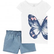 Preisvergleich für Hosen: Set T-Shirt + Shorts  blau/weiß Gr. 110 Mädchen Kleinkinder