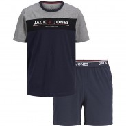 Preisvergleich für Oberteile: Set T-Shirt + Shorts JACRON  dunkelblau Gr. 128 Jungen Kinder