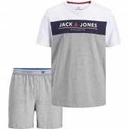 Preisvergleich für Oberteile: Set T-Shirt + Shorts JACRON  hellgrau Gr. 128 Jungen Kinder