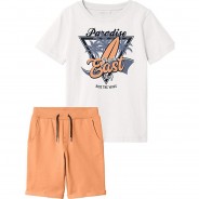 Preisvergleich für Oberteile: Set T-Shirt + Shorts NKMVIGANO  weiß Gr. 128 Jungen Kinder