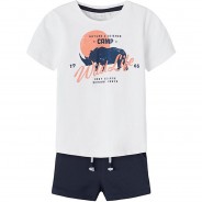 Preisvergleich für Hosen: Set T-Shirt + Shorts NMMZACO , Organic Cotton weiß Gr. 110 Jungen Kleinkinder