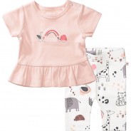 Preisvergleich für Oberteile: Set T-Shirt und Leggings , Organic Cotton weiß-kombi Gr. 62 Mädchen Baby