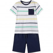 Preisvergleich für Oberteile: Set T-Shirt und Shorts  grün/weiß Gr. 104 Jungen Kleinkinder