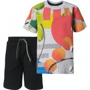 Preisvergleich für Hosen: Set T-Shirt+Shorts  grau Gr. 140 Jungen Kinder