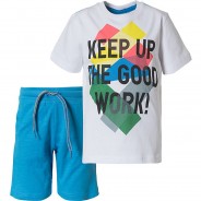 Preisvergleich für Hosen: Set T-Shirt+Shorts  weiß Gr. 128 Jungen Kinder