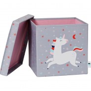 Preisvergleich für Stühle & Tische: Sitzhocker Einhorn rosa/grau