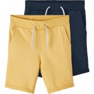 Preisvergleich für Hosen: Sweatshorts NKMVERMO Doppelpack  gelb Gr. 164 Jungen Kinder