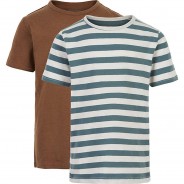 Preisvergleich für Oberteile: Teen Kurzarmblusen Basic 32 -T-shirt SS (2-pack) M braun-kombi Gr. 122 Jungen Kinder
