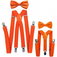 Preisvergleich für Accessoires für Kinder: Vater und Sohn Hosenträger mit Fliege Set für Herren und Kinder Hosenträger  orange Gr. one size Jungen Kinder