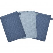 Preisvergleich für Heimtextilien: Waschhandschuh 3er Set, At home blau, 15 x 21 cm