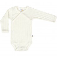 Preisvergleich für Strampler & Spieler: Wickel-Body langarm Merino-Wolle Wickelbodys Kinder weiß Gr. 56/62  Kinder